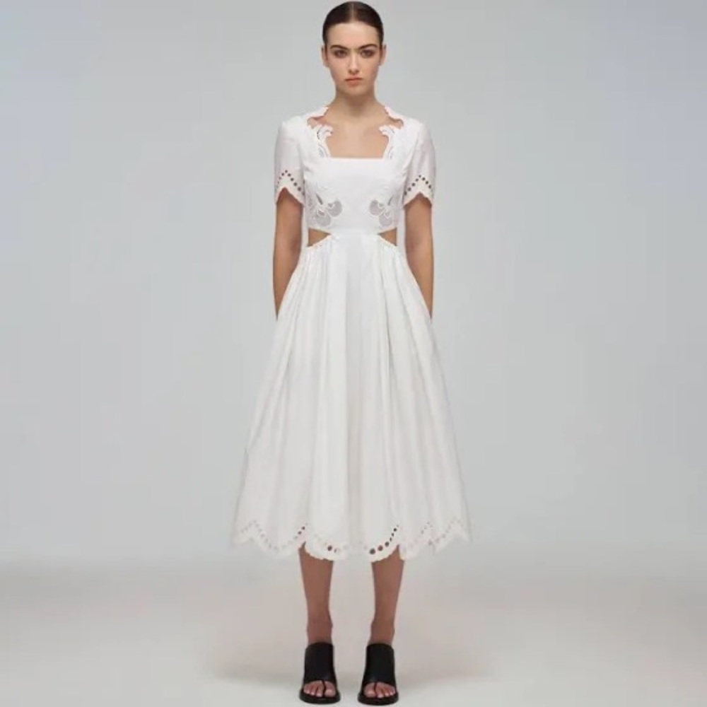 Self-Portrait White MIdi Cutout Dress